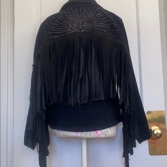 Up-cycled Vintage Jean Fringe Jacket - Picture 5 of 12